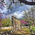 Surviving columns of the Palaestra at the Archaeological Site of Olympia