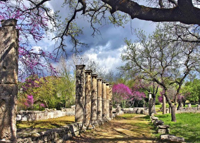 Surviving columns of the Palaestra at the Archaeological Site of Olympia