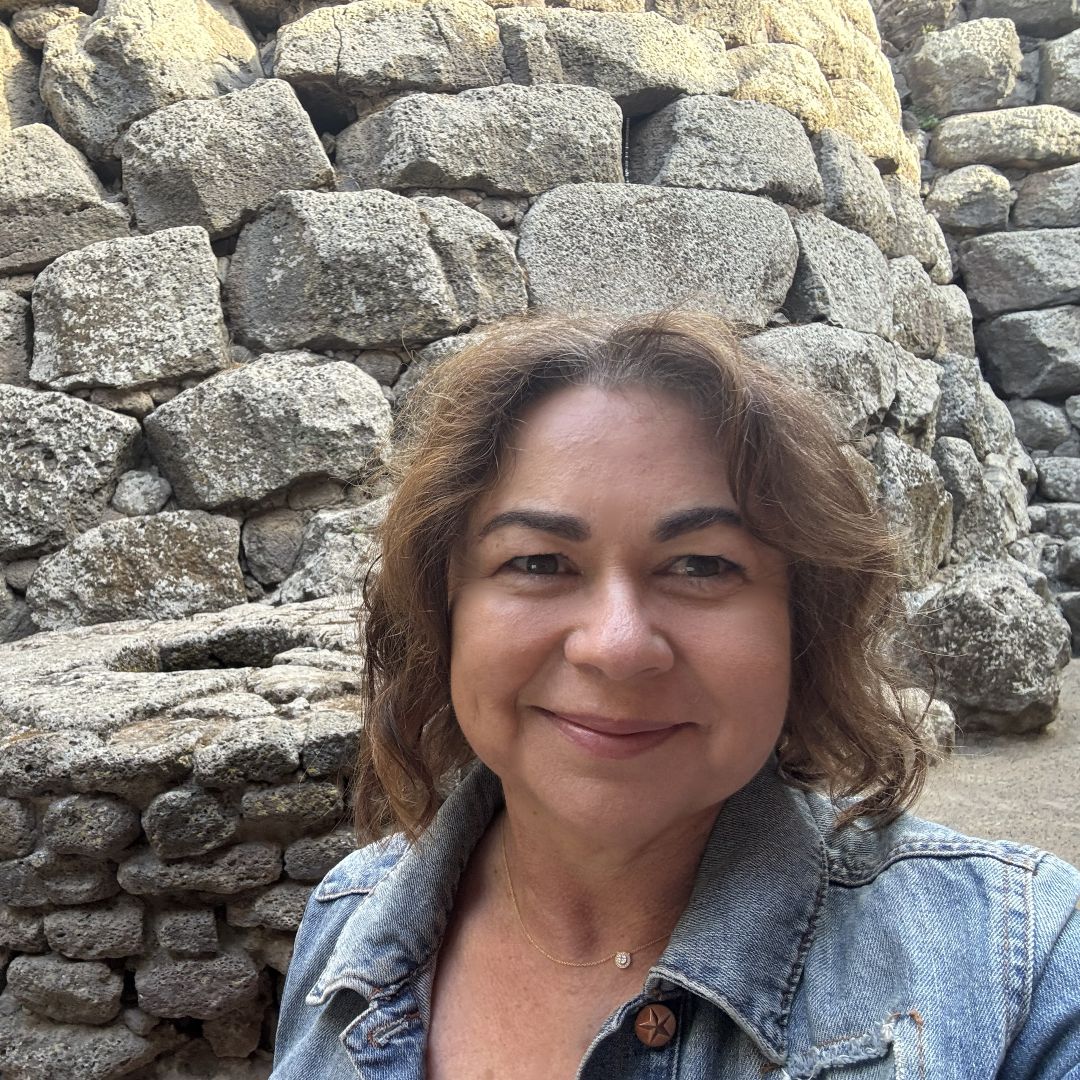 Monique Skidmore, founder of Take Me To Europe Tours at Su Nuraxi, Barumini, Sardinia